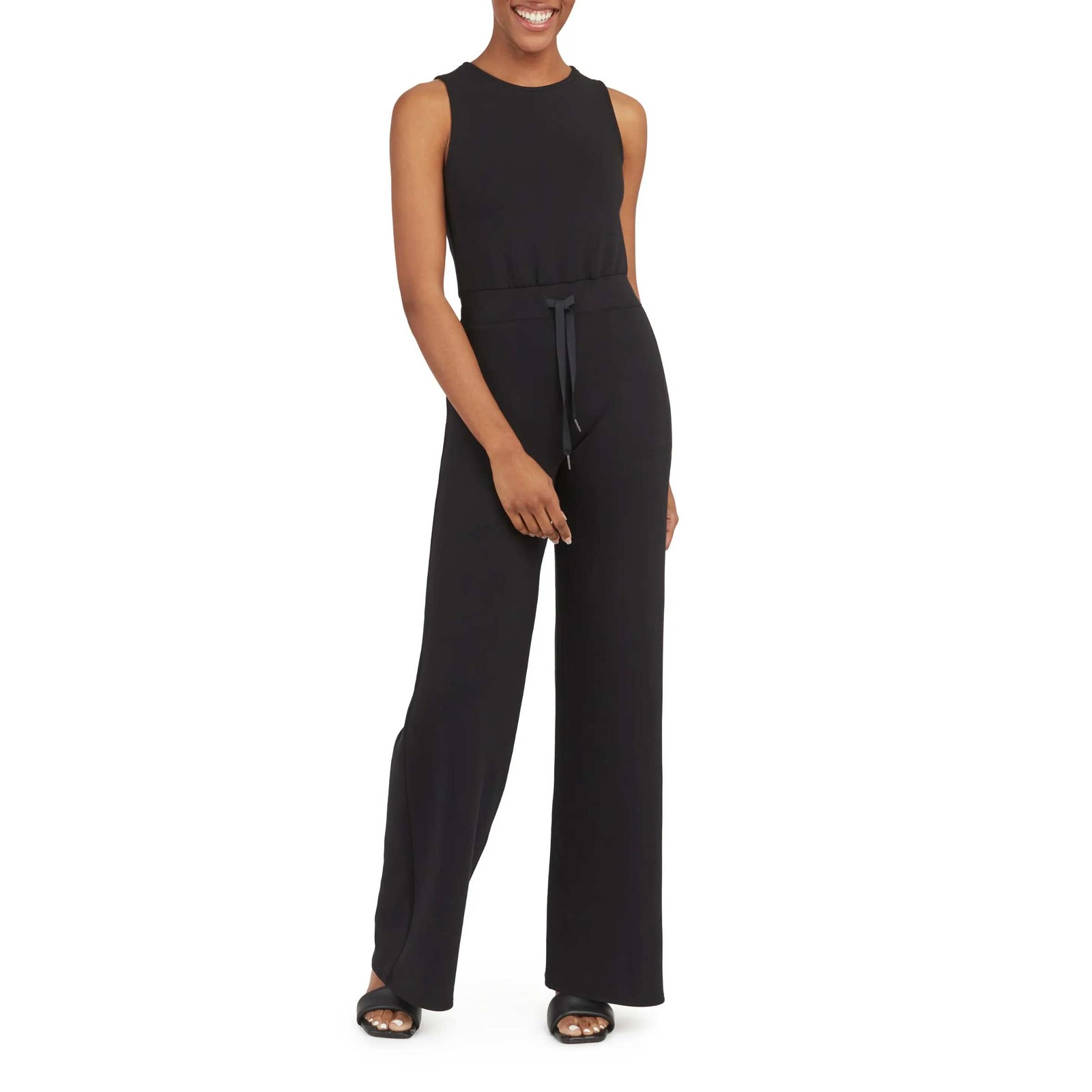 Spanx Airessentials Sleeveless Wide Leg Jumpsuit Very Black Womens Large